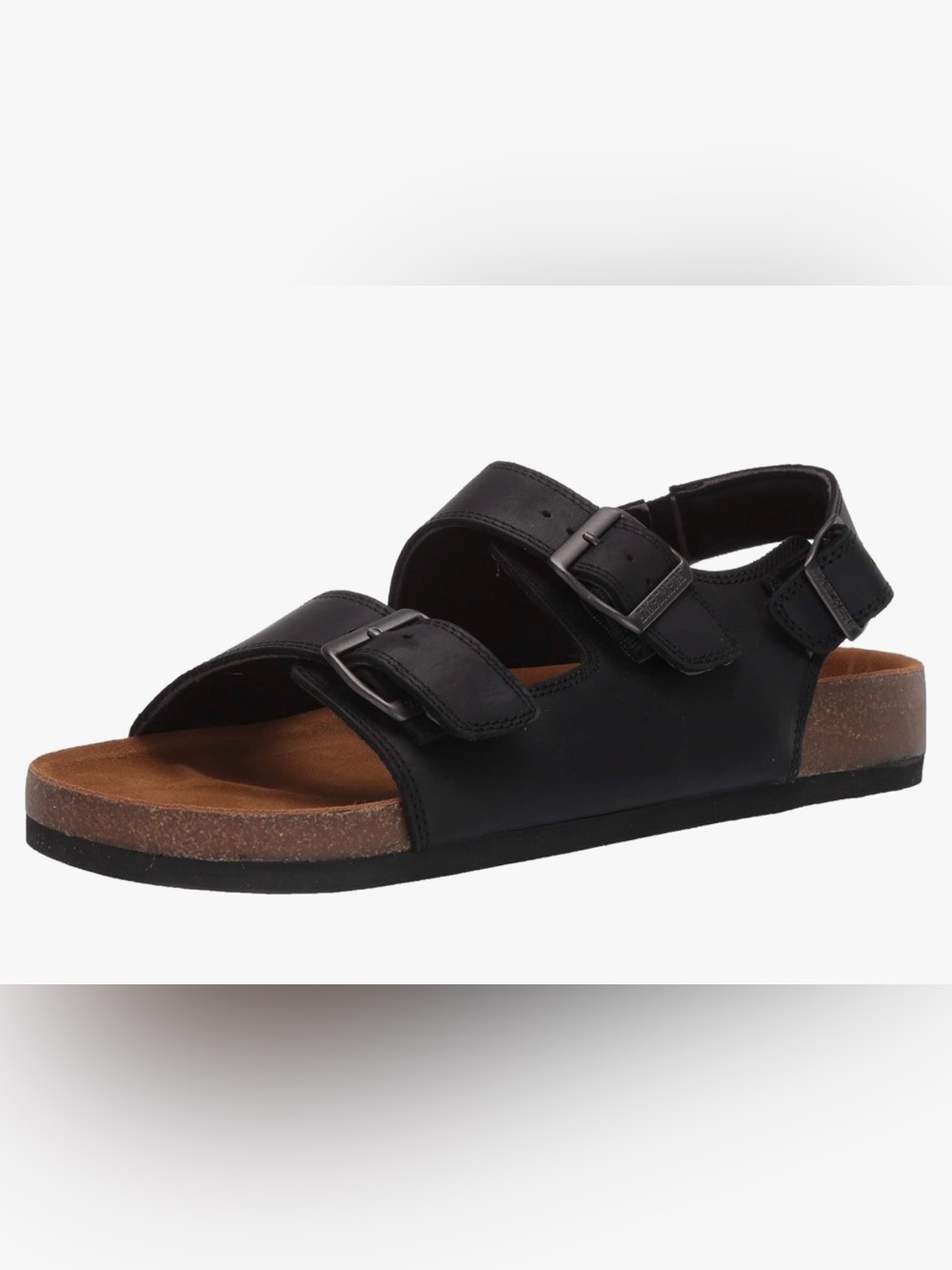 NWOB Skechers Krevon Molded Footbed Sandal Men's Black Leather Buckles 204095